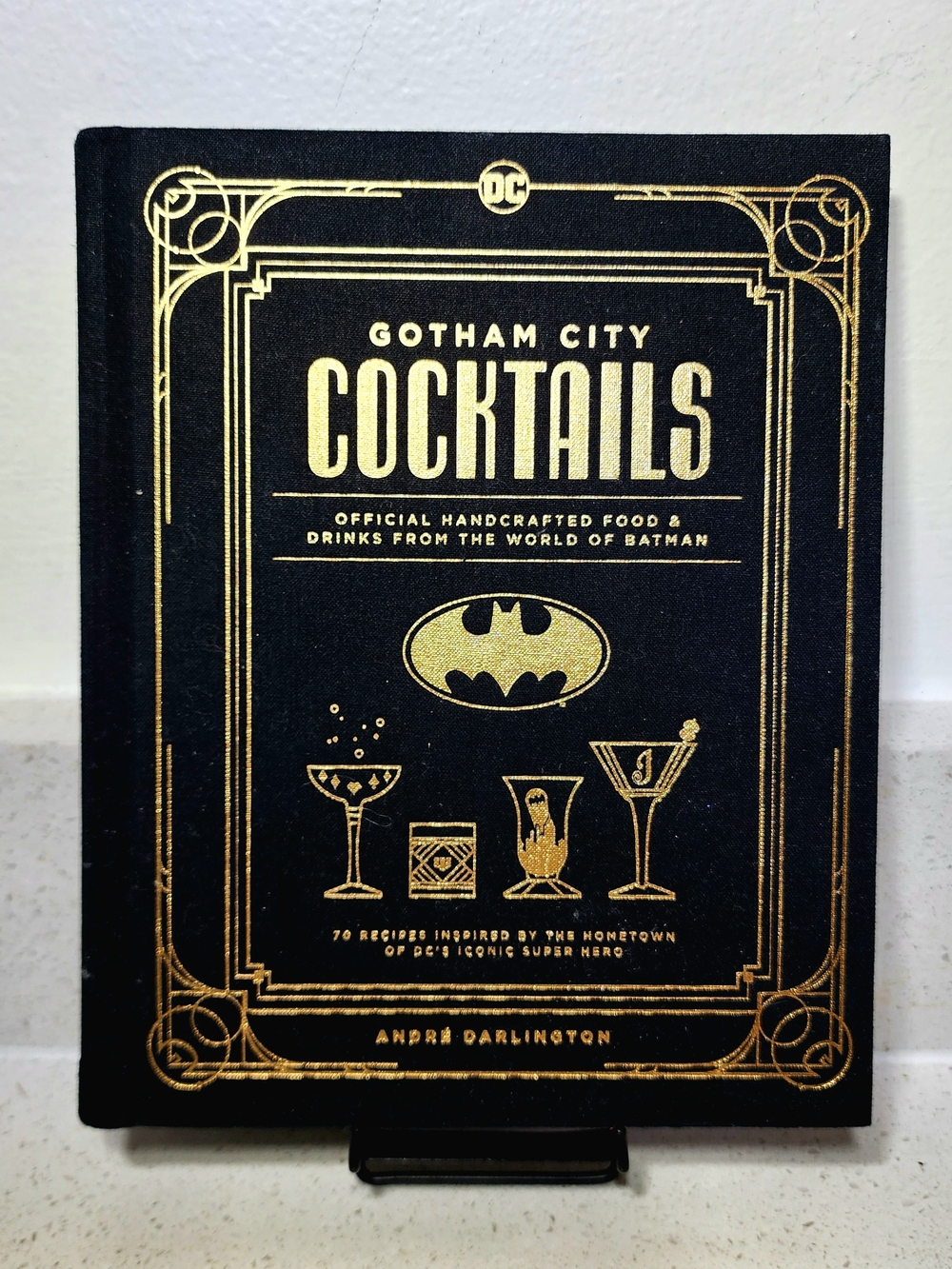DC Gotham City Cocktails And Food Hardcover Book - Black & Gold New